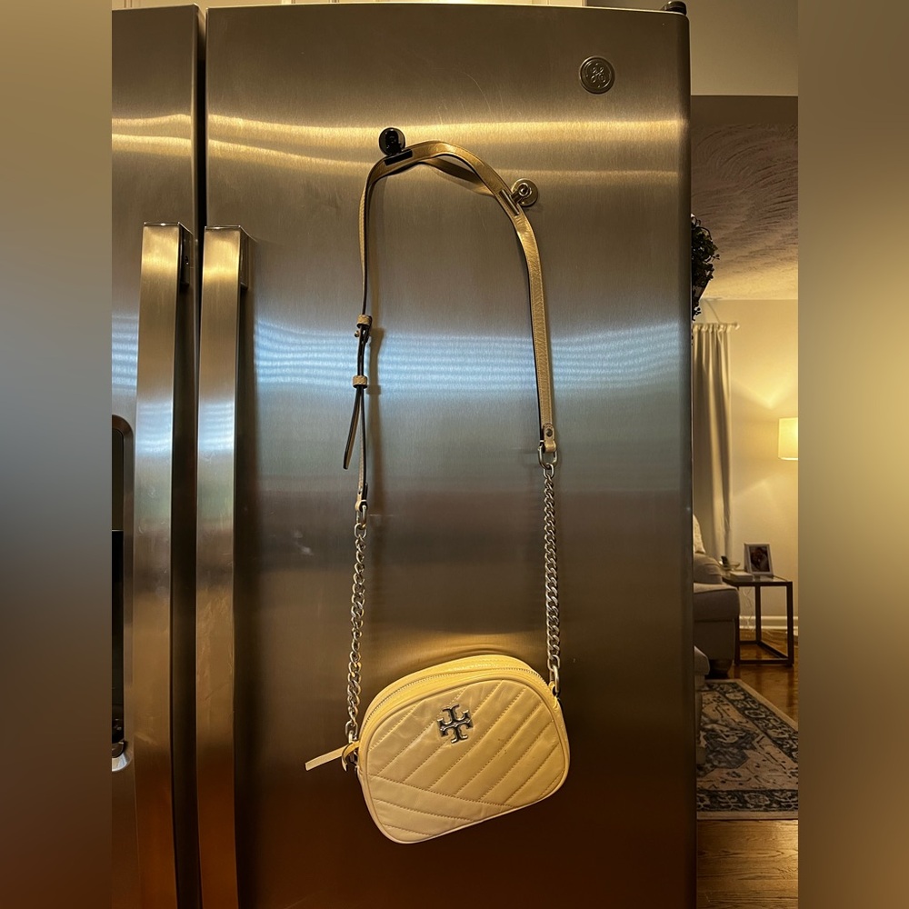 Tory Burch Cream Chevron Kira Handbag